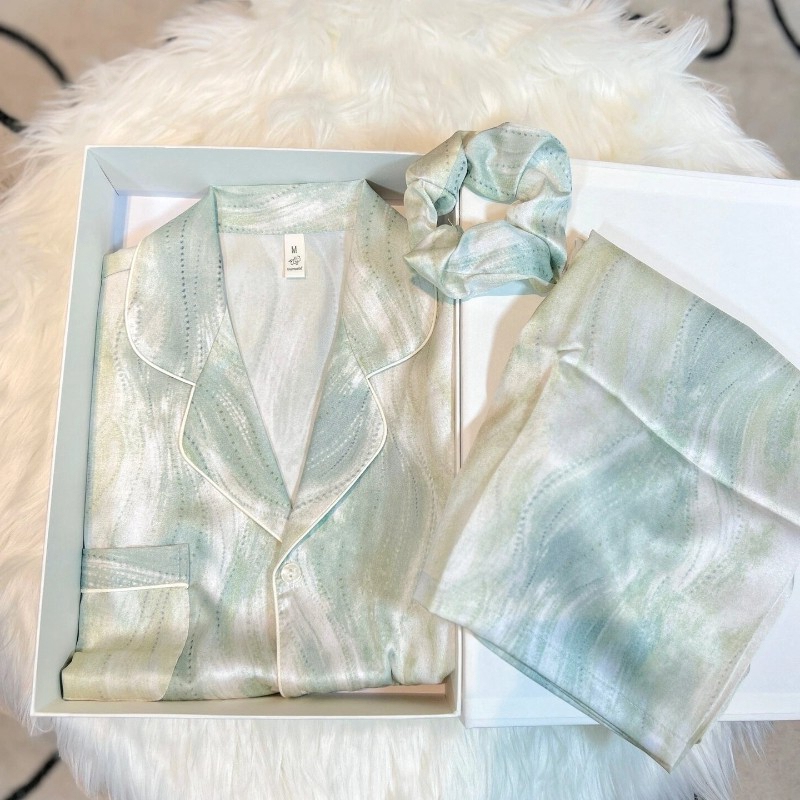 Silk Pajamas for Women, Spring and Autumn, Long-Sleeved and Short-Sleeved, Gift for Best Friend, Girlfriend, Wife, Birthday Gift, Women's Loungewear Set