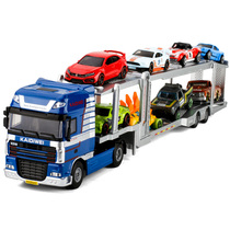 Cadiwei alloy car model double-layer car transport vehicle trailer childrens toy car metal car model engineering vehicle