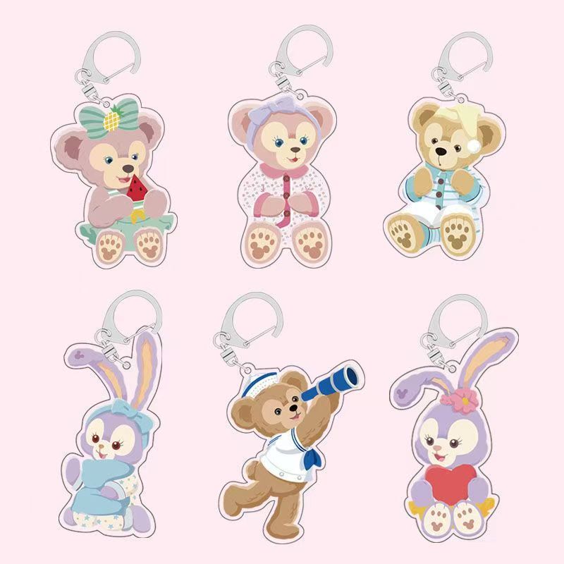 Disney-Themed Stellalou Cartoon Keychain Acrylic Pendant Couple Backpack Accessory