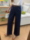 不掉色秋季新款直筒牛仔裤女大码胖mm显瘦梨型身材深蓝色阔腿裤子