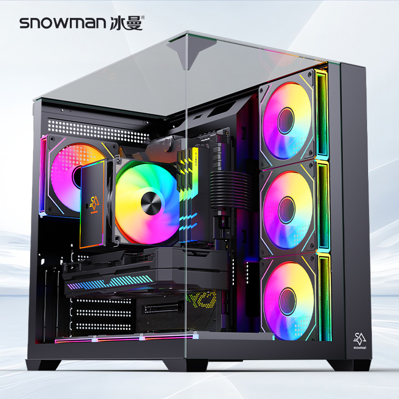 Bingman ATX シービュールーム M-ATX ゲーミングケース デスクトップコンピュータホスト パノラマスカイライト サイド透明 240° 水冷 360°