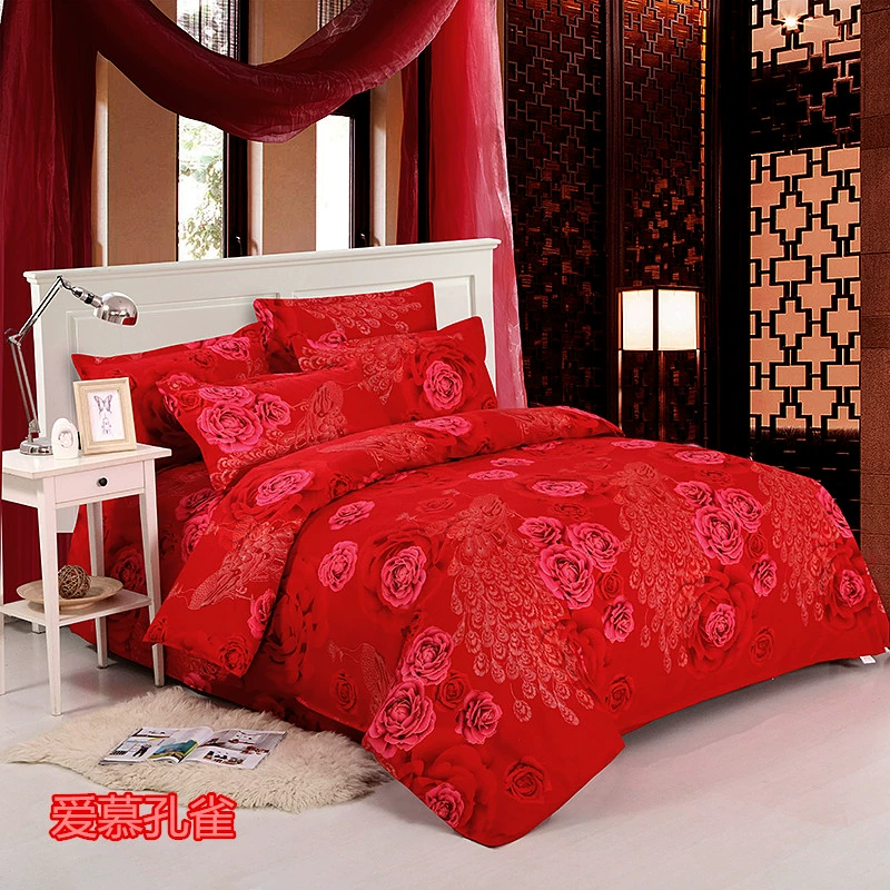 Chăn bông cưới nguyên chất bao gồm chăn đơn 100% cotton quilt đỏ cưới 1,5m1,8 mét giường đôi 200x230 - Quilt Covers