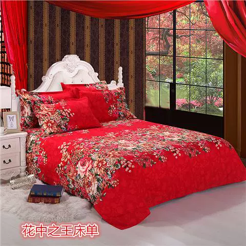 Khăn trải giường bằng vải cotton đơn màu đỏ đôi lớn 1,5m1,8 m 2.0 giường 100% cotton dày