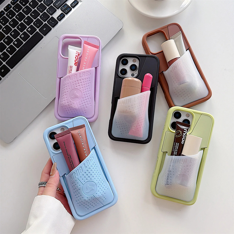 American Ninja Labs Phone Case Yoga Pants Phone Case Suitable for iPhone Silicone Pink Octo Pouch High-Elasticity Silicone Storage Rhode Hailey Lip Gloss Jelly Pocket