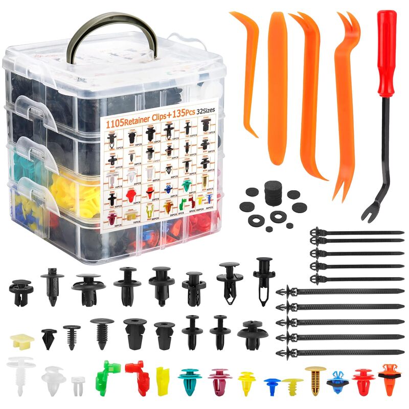 1240Pcs Boxed Snap Fasteners 32 Types of Automotive Expansion Screw Kits Fasteners Clips Bumper Universal Set
