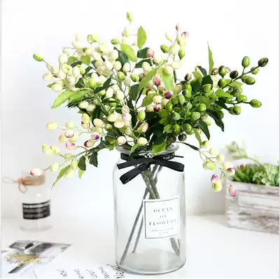 Simulation olive branch branches Olive leaves green plant wall accessories with grass Wedding photography props Dining table fake flowers