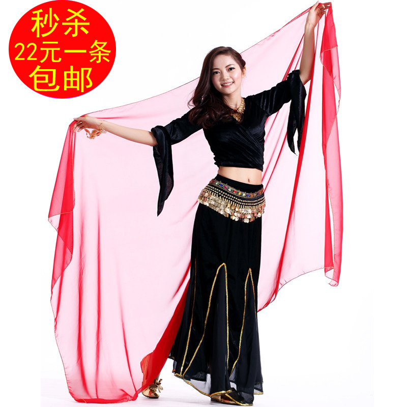 Belly dance performance Snow spinning scarves practice yarn towel India dance performance Phnom Penh big hand yarn tossed veil-Taobao