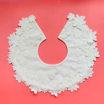 Baby round mouth baby pure cotton saliva towel lace shaped fake collar can be embroidered with name full moon to give gift canon