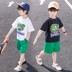 Trẻ em trai quần áo mặc 2020 mới thể thao trẻ em bộ mùa hè của giản dị trong tay áo ngắn trẻ em lớn của hai mảnh thiết lập Hàn Quốc phiên bản của thủy triều. 