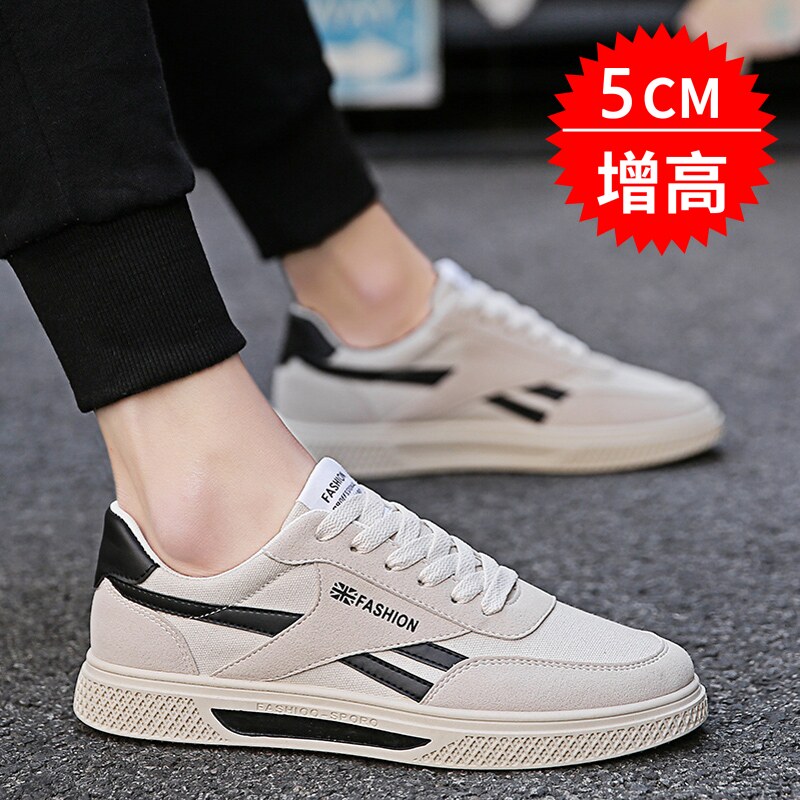 Men's shoes summer Korean version of the versatile inner high shoes men's tide shoes trend breathable casual student low-top canvas board shoes