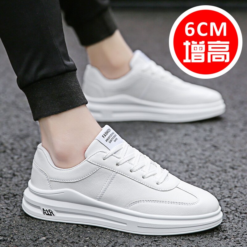 Summer Small White Shoes Inner Heightening Men's Shoes Korean Version Trends 100 Hitch Shoes Men Breathable Casual White Shoes Men's Wave Shoes