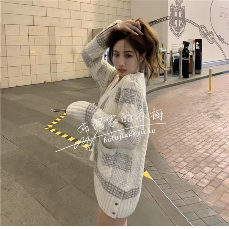 TB Thom College Wind Loose V Collar Jersey Color Sweater Sweater Jacket Girls Casual TB Sweaters Jersey