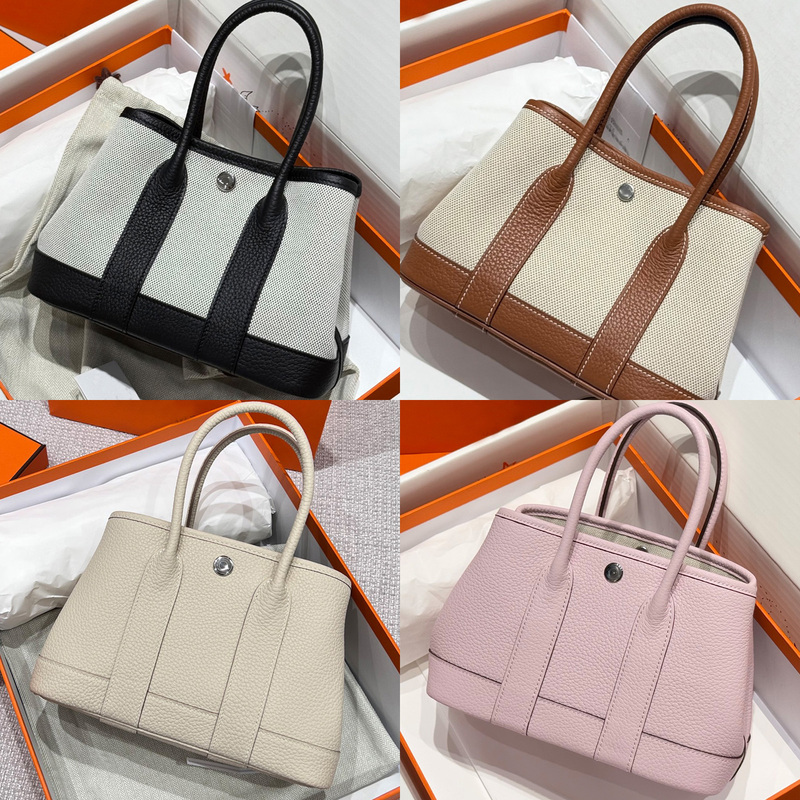 Fully Handmade Imported Waxed Thread Original Full-Grain Leather Canvas Patchwork Garden Party Mini Tote Bag