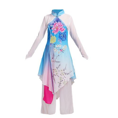 Children chinese Classical yangko Dance Costumes for girl chinese dance elegant fan dance performance costume bridge Girl Dance Costume