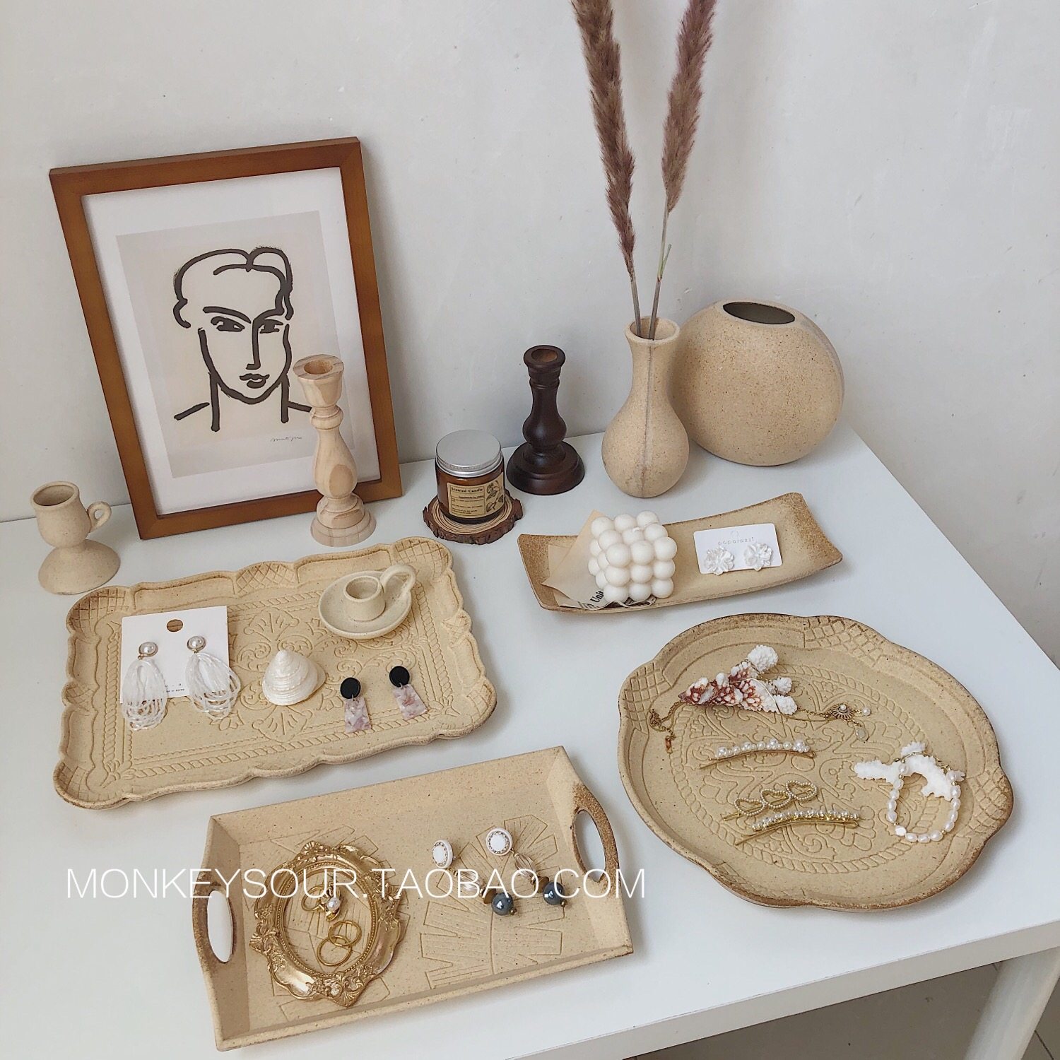 ins retro to make old wood powder sculpted flower tray containing disc swing piece studio display decoration photo props 