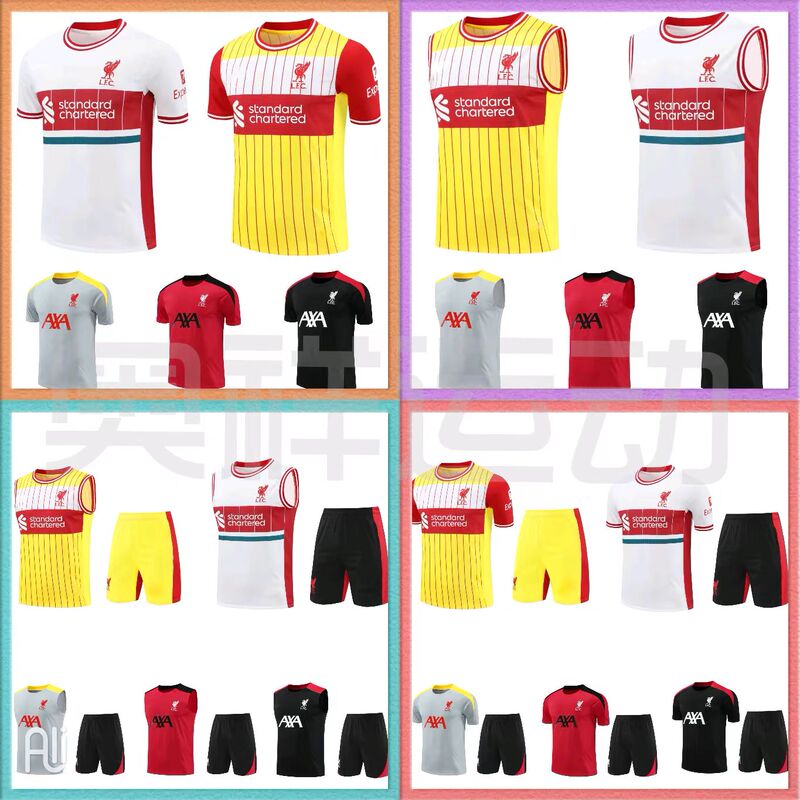 24/25 Season Liverpool Jersey Pre-Match Short-Sleeved Warm-Up Training Suit Sleeveless Vest Casual Sports Football Suit
