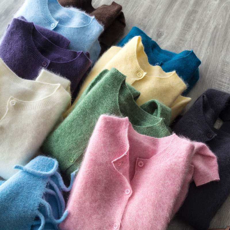 High-Quality Goods! Off-Season Bargain! 230g Thick Fleece-Lined Wool Cashmere Sweater Seamless Crew Neck Knit Cardigan for Women High-Quality Goods! Off-Season Bargain! 230g Thick Fleece-Lined Wool Cashmere Sweater Seamless Crew Neck Knit Cardigan for Women