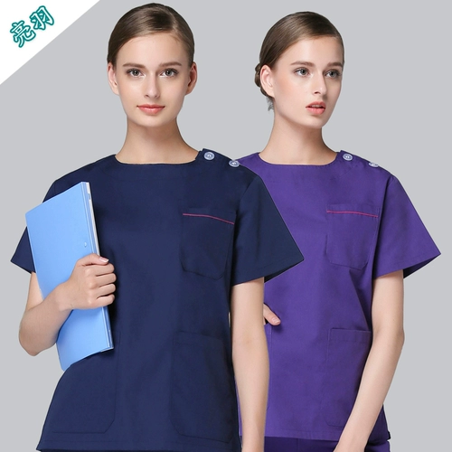 亮羽 Униформа врача, раздельный комплект, униформа медсестры для работы, в корейском стиле, короткий рукав