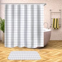 Customized Nordic style simple and generous Plaid shower curtain waterproof and mildew proof toilet curtain hotel shower toilet curtain