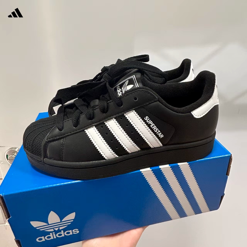 Adidas Originals Superstar 2 Adidas Black Shell Toe Men's and Women's Sneakers Jh9977