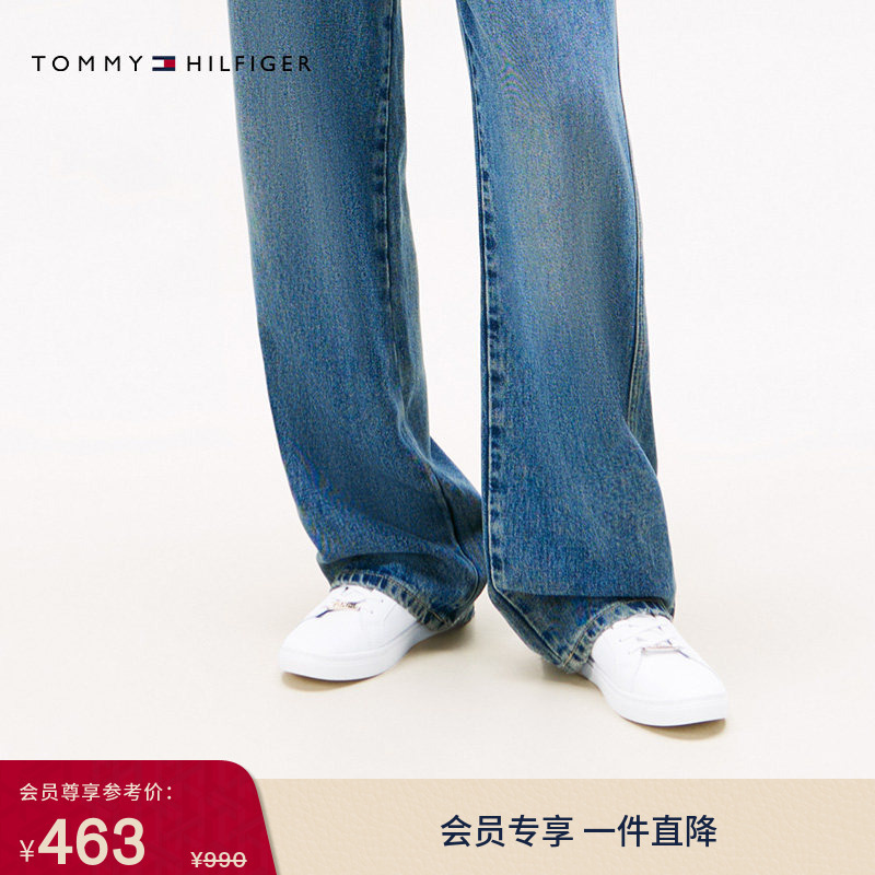 [Gift] Tommy26 New Spring and Summer Style Women's Simple Metal Label Casual Lightweight Sports Shoes Sneakers White Shoes
