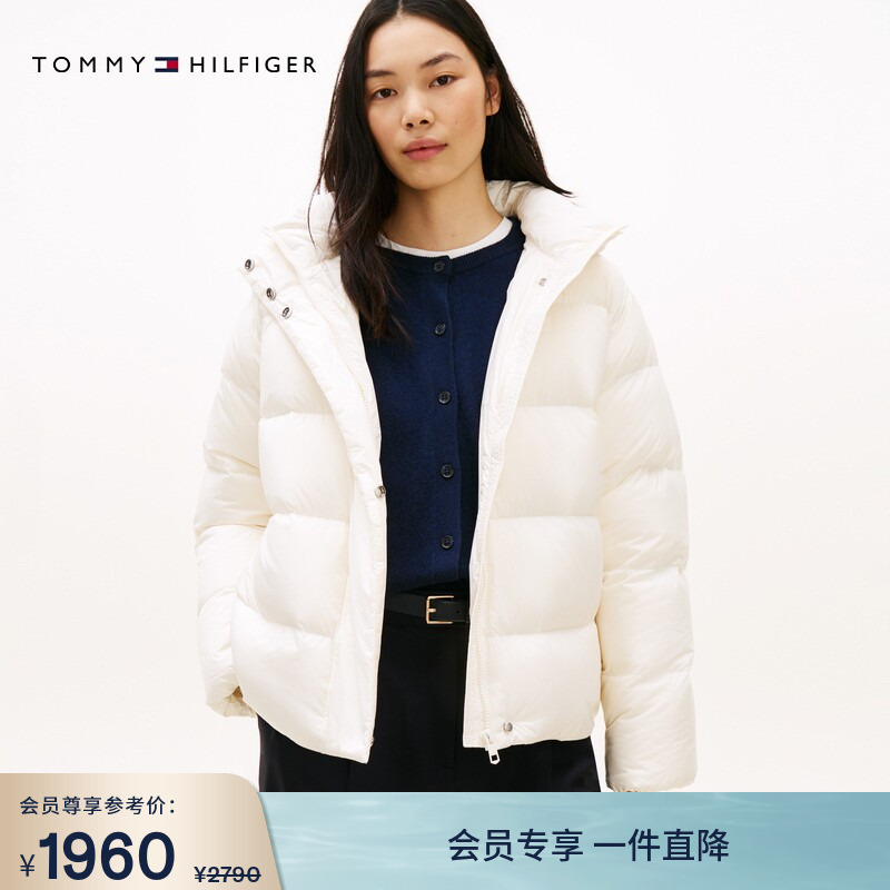 Tommy Autumn and Winter Women's Trendy Casual Workwear Fitted Warm 90% down Quilted Hooded Puffer Jacket Tommy Autumn and Winter Women's Trendy Casual Workwear Fitted Warm 90% down Quilted Hooded Puffer Jacket