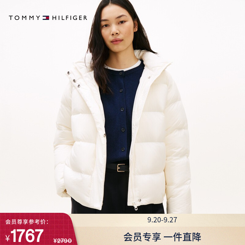 Tommy Autumn and Winter Women's Trendy Casual Workwear Fitted Warm 90% down Quilted Hooded Puffer Jacket Tommy Autumn and Winter Women's Trendy Casual Workwear Fitted Warm 90% down Quilted Hooded Puffer Jacket