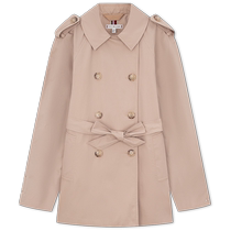 Tommy 24 new spring and autumn womens simple and capable double-breasted waist-fitting windbreaker jacket WW0WW40481