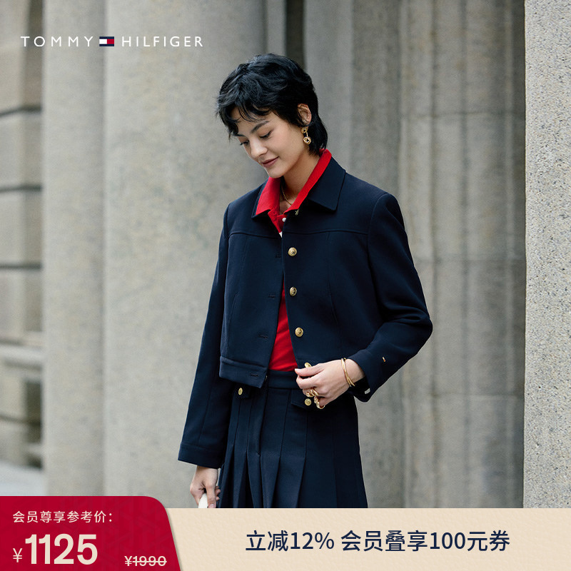 Tommy Autumn and Winter Women's Clothing College Style Business Casual Work Clothing Style Metal Buckle Lapel Slim Short Suit Jacket