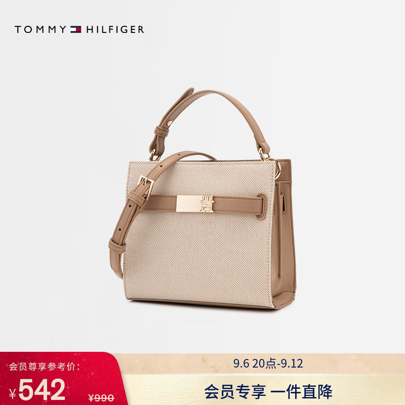 [Gift] Tommy Women's Clothing Is Elegant and Casual, Suitable for Work and Commuting, Lightweight Letter-Print Handbag, Shoulder Crossbody Bag