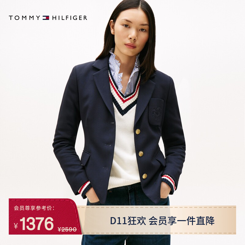 Tommy Autumn and Winter Women's Business Casual Youthful College Badge Embroidered Lapel Slim-Fit Suit Jacket Tommy Autumn and Winter Women's Business Casual Youthful College Badge Embroidered Lapel Slim-Fit Suit Jacket