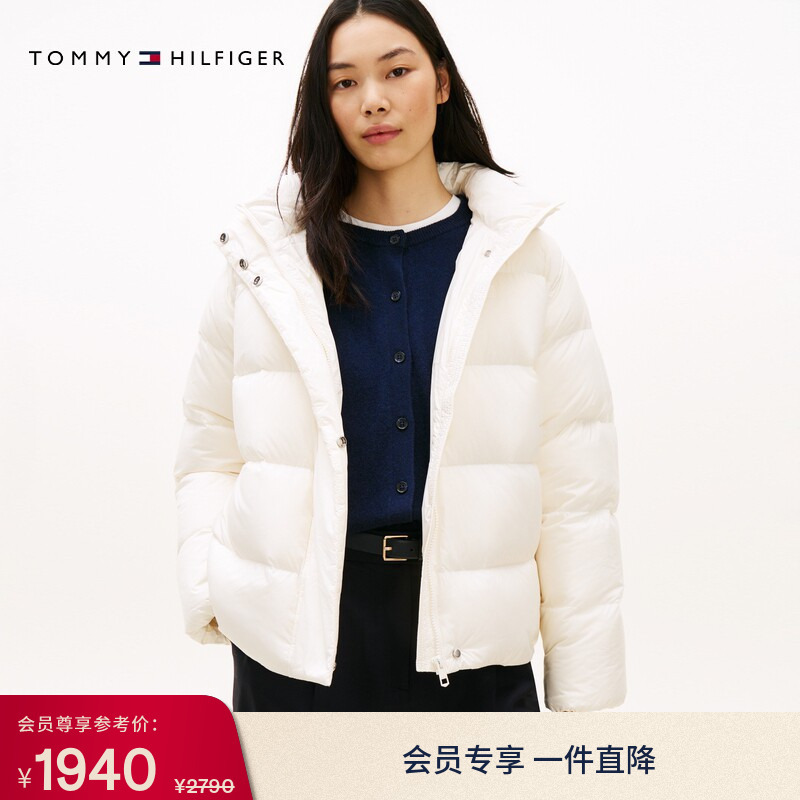 Tommy Autumn and Winter Women's Trendy Casual Workwear Fitted Warm 90% down Quilted Hooded Puffer Jacket Tommy Autumn and Winter Women's Trendy Casual Workwear Fitted Warm 90% down Quilted Hooded Puffer Jacket