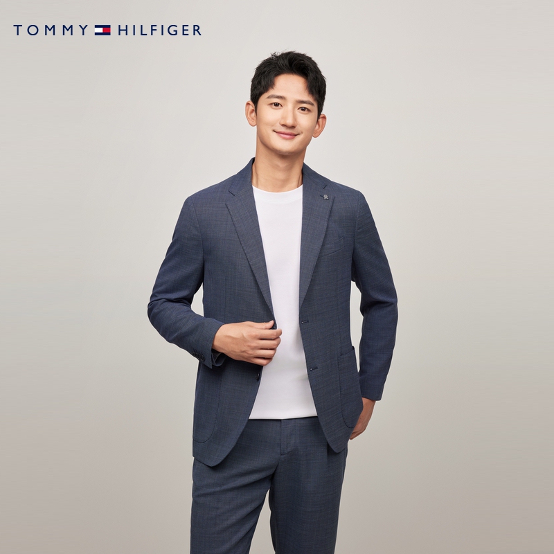 Tommy Lardini Spring and Summer Men's Wool Blend Business Notch Lapel Handmade Slim-Fit Suit Jacket