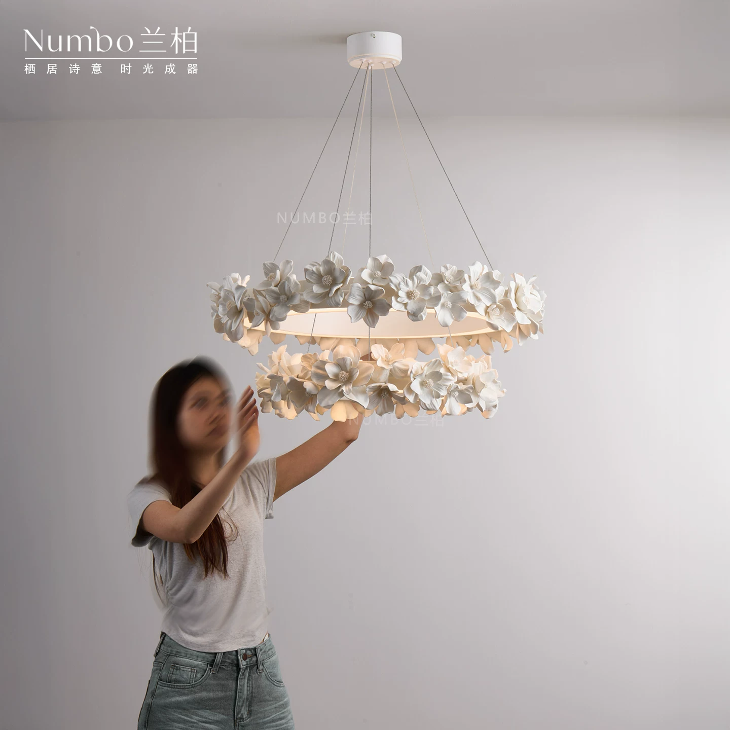 Retro genuine ceiling lamp for living room, design lights, french style, flowered