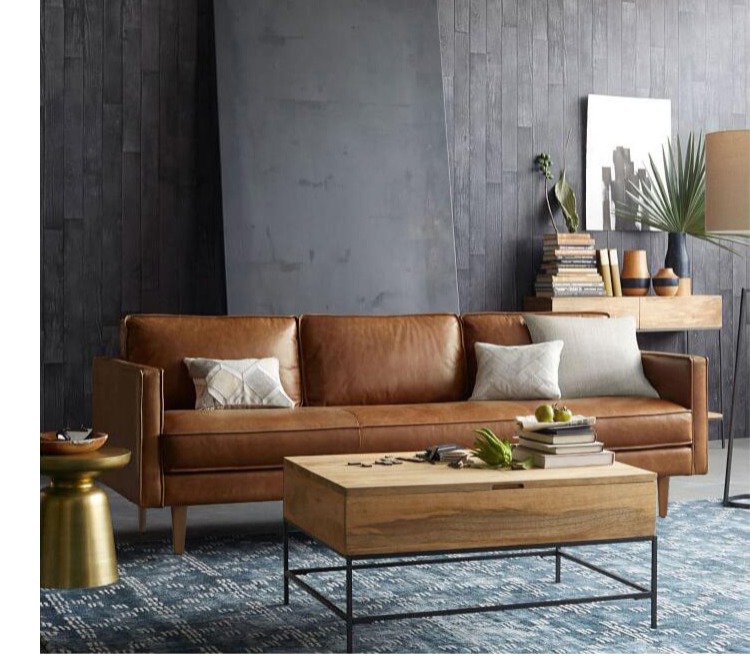 gió phòng khách Bắc Âu công nghiệp với đôi ghế sofa da ba vị trí căn hộ nhỏ sofa da nhỏ gọn loft retro Mỹ - Ghế sô pha sofa văng nỉ