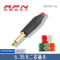 American AMPHENOL AMPHENOL TM2PBJ-AU Big Two Core 6 35mm Single Voice Microphone Mike Plug Black Gilded