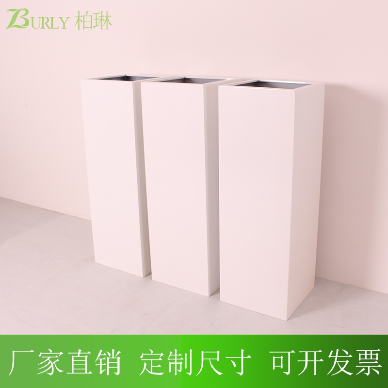Square dummy white stainless steel square barrel combined flower box squared flower pot landscape to decorate outdoor metal barrel