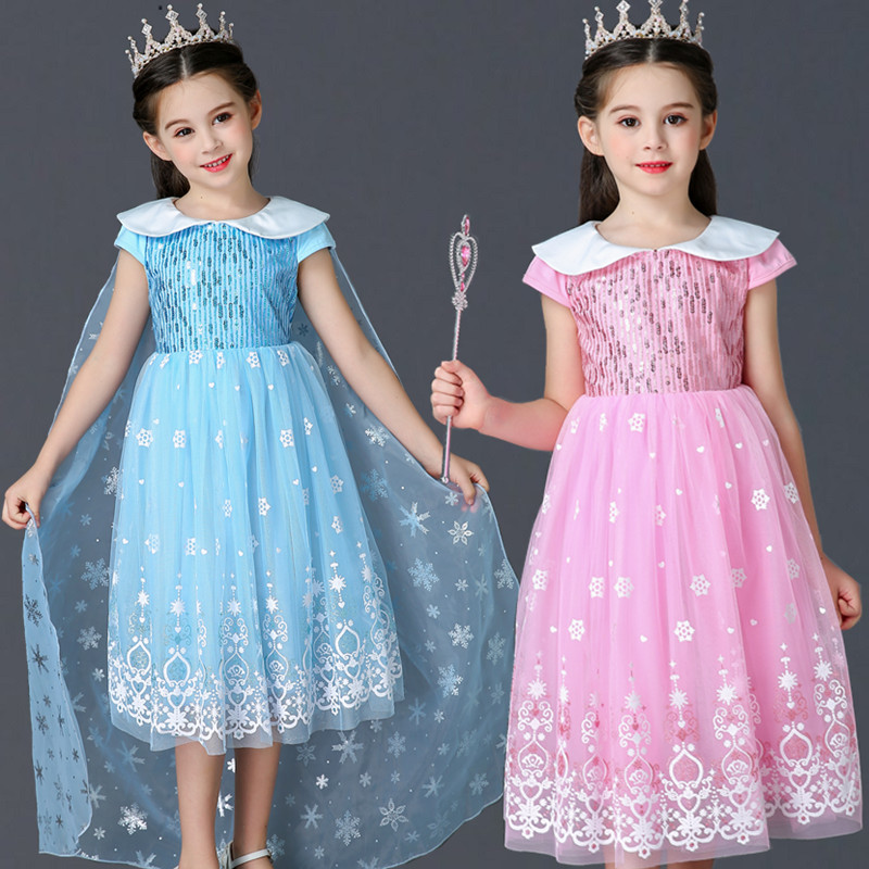 Ice Chic Edge 2 Esha Princess Dresses Girl Love Sand Dress Children Super Foreign Pie Summer Money Short Sleeves Love Sasha Dress