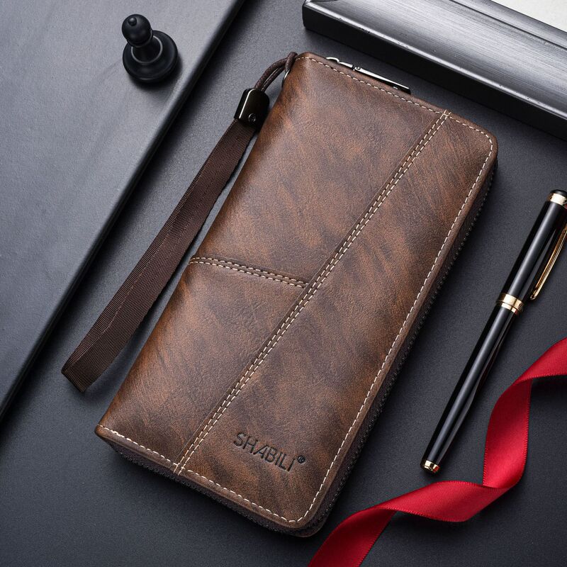 Shabili Multifunctional Mobile Phone Bag Men's Wallet Long Multi-Card Slot Leather Wallet Zipper Large Capacity Card Holder Wallet Shabili Multifunctional Mobile Phone Bag Men's Wallet Long Multi-Card Slot Leather Wallet Zipper Large Capacity Card Holder Wallet