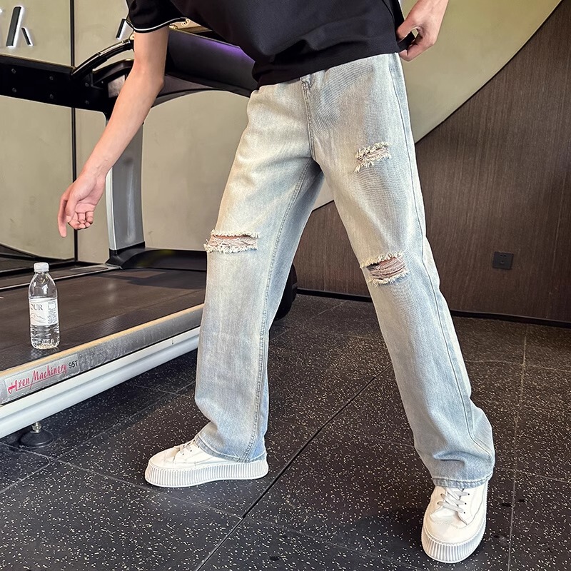 Washed Vintage Ripped Jeans for Men and Women, Summer Thin Style Distressed Pants, 2026 New Straight-Leg Pants, Spring and Autumn Casual Pants