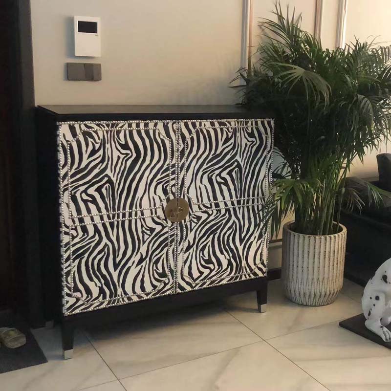 American Countryside Zebra Mark Solid Wood Genguan Cabinet Display Cabinet Swing Table Storage Door Hall Shoe Cabinet Art Dining Cabinet Customised