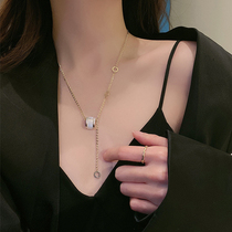 South Korean light and luxurious small crowdsourced pure silver necklace 2021 New minimalist small brute waist lock bone chain design sensuary necklace ornament