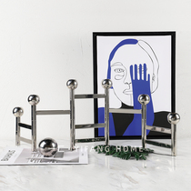 A candle holder gold and silver folding creative metal marble Nordic modern decoration model room soft decoration