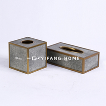 A sales office Hotel gray leather tea table paper towel box model room living room table drawing paper soft decoration