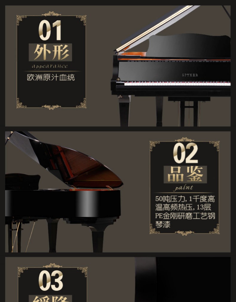 Đàn piano Spyker mới của Châu Âu thủ công thương mại đại học chuyên nghiệp trình độ chuyên nghiệp grand piano 186TG - dương cầm giá đàn piano điện