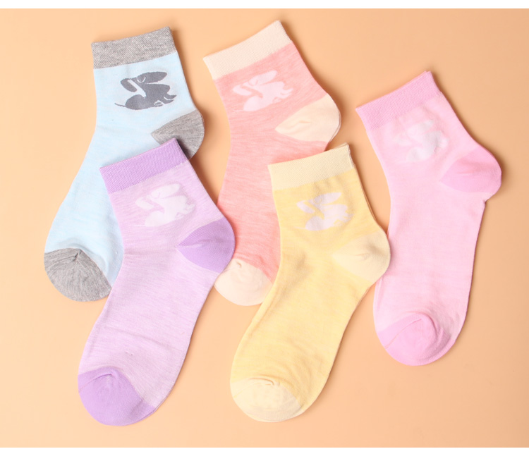 Vớ cotton nữ ống 5 đôi mùa thu và mùa đông dày vớ cotton ấm eo cao Quần tất nữ khử mùi không thể mua được bóng - Vớ sợi tre tất cao cổ