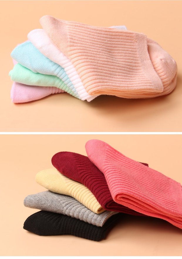 Vớ nữ mùa thu và mùa đông cotton thoáng khí khử mùi thấm mồ hôi cotton Nhật Bản màu kẹo ống vớ rắn màu nữ vớ cotton tất adidas