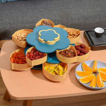  Candy box rotating flower living room household dried fruit nut snack box with lid split grid coffee table fruit plate multi-grid fruit box