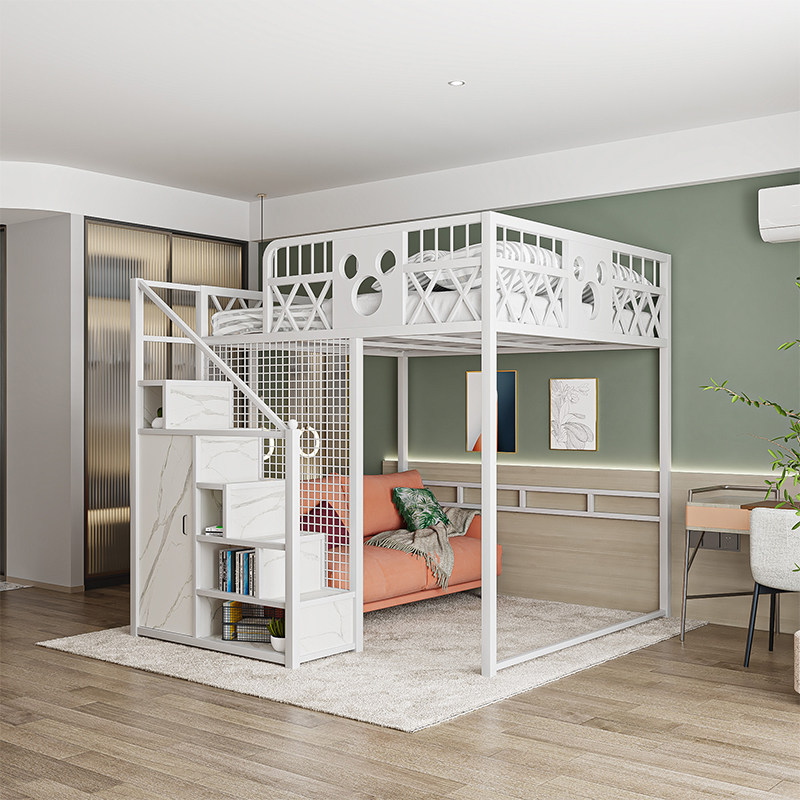 Nordic bed-under-table loft bed duplex second floor apartment small-room spatial elevated bed bedroom bed