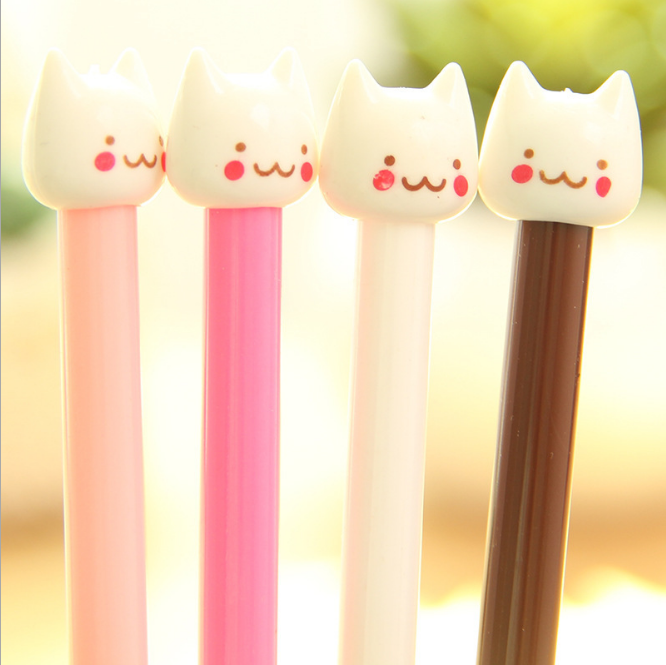 Cute little kitty girl office study student girl writing stationery in sex pen black aqueous pen 0 5mm